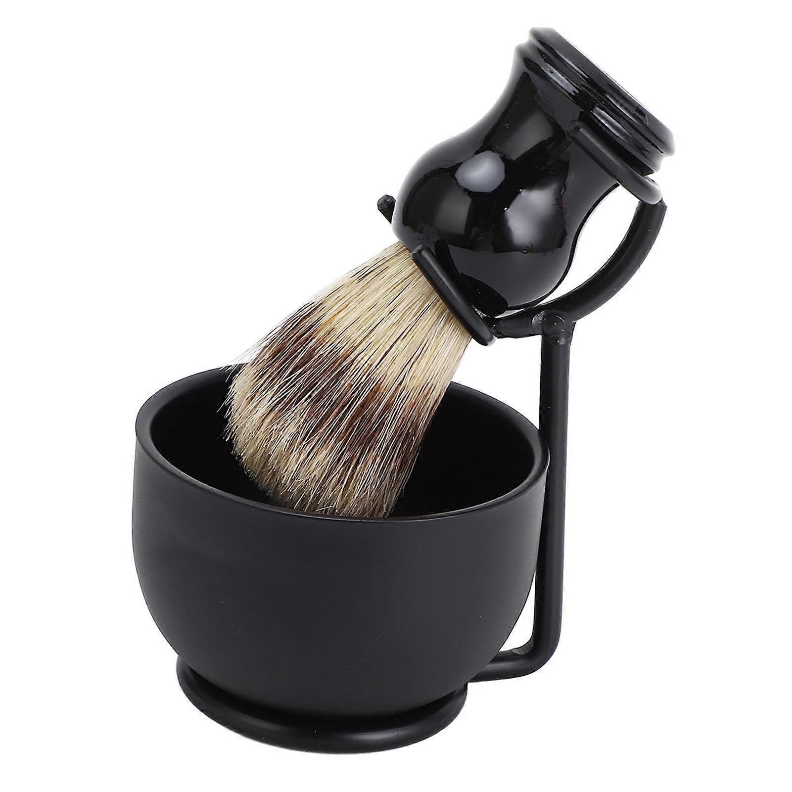 Shaving Brush Set Portable Beard Grooming Kit with Stainless Steel Stand, Bowl, and Brush for Wet Shaving at Home