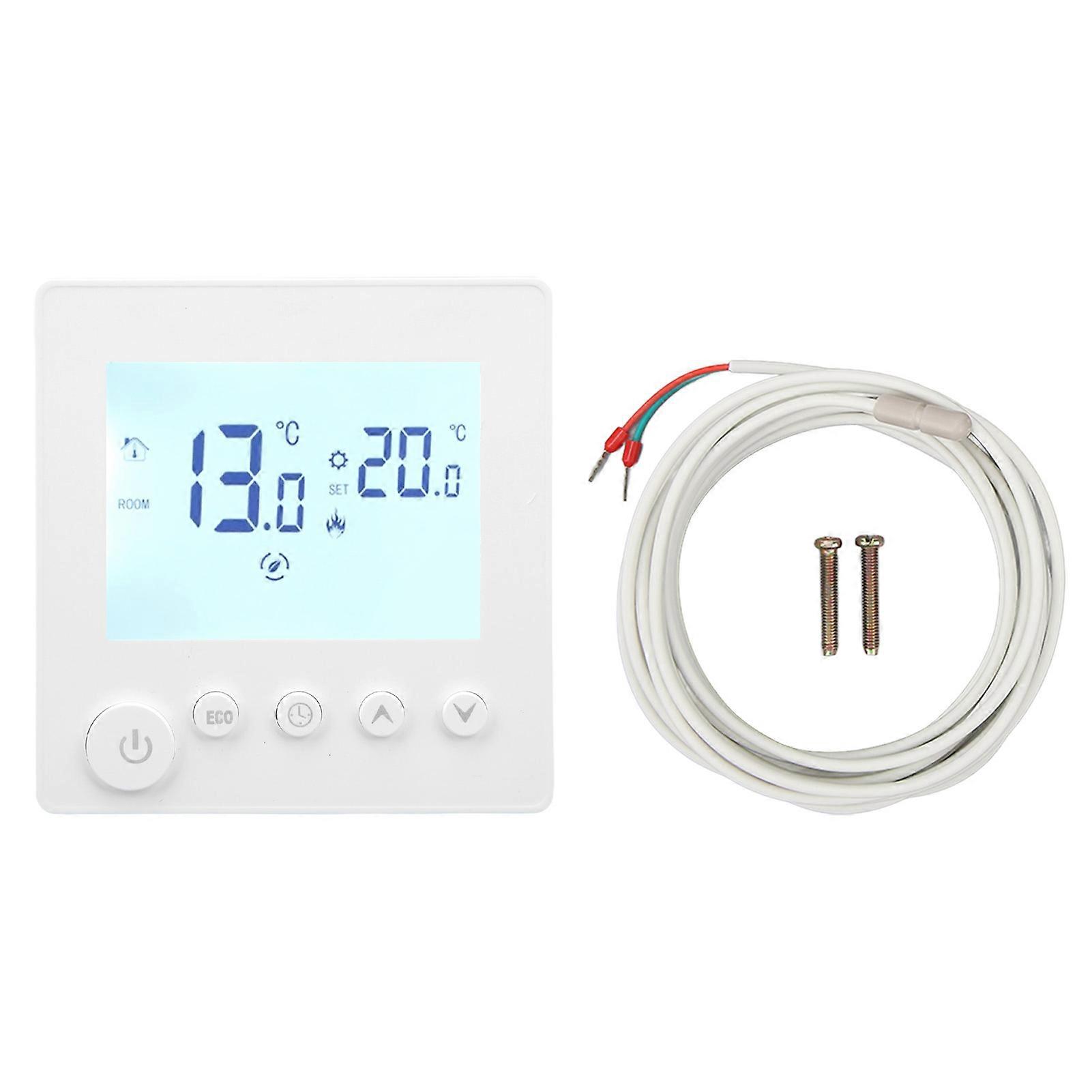 Digital Thermostat LCD Display Timing Programmable Temperature Controller AC 90‑240V for Heating 16A Electrical Heating with 3 Meter Sensor Cable