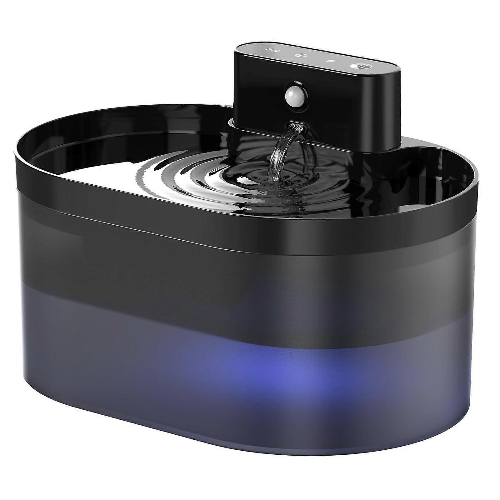 "Pet Water Fountain with Motion Sensor 2.2L Rechargeable Battery Operated for Cats and Dogs Quiet Operation"