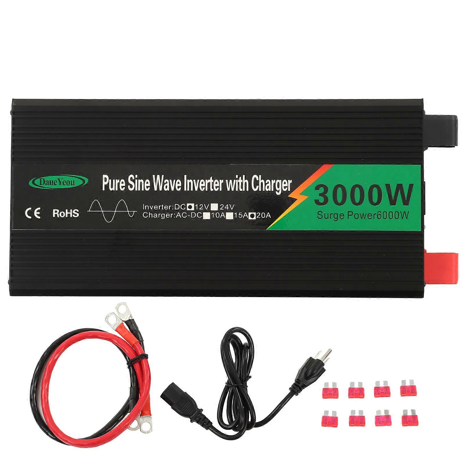 Pure Sine Wave Power Inverter DC12V Input AC220‑240V Output Car Power Inverter with UPS