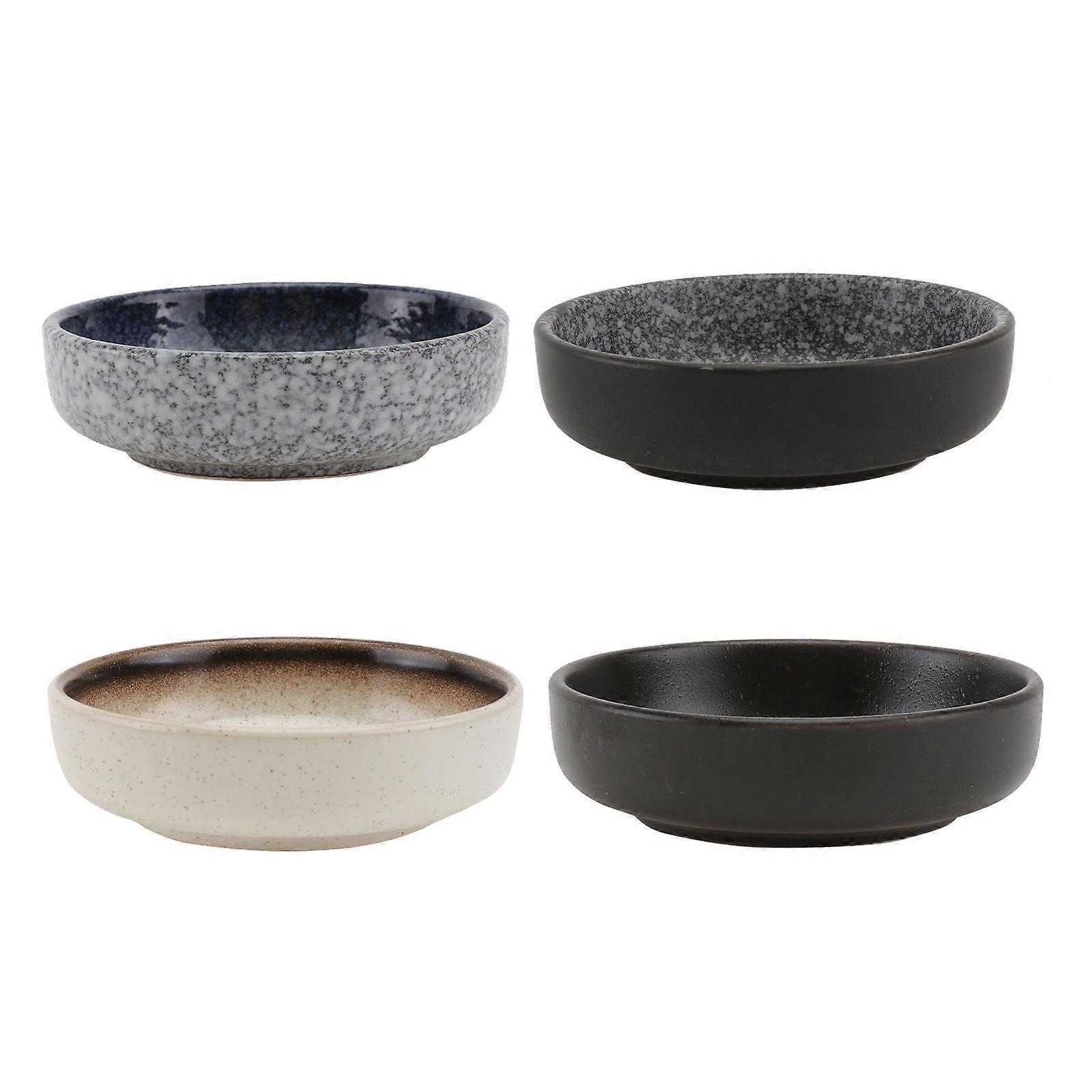 Assorted Color Ceramic Sauce Plate Set Japanese Style Dipping Dish for Home Use 4pcs