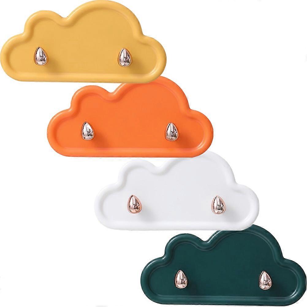 4pcs Cloud Shape Wall Hook Wall Hanger Bathroom Wall Hooks Key Towel Hanging Hooks