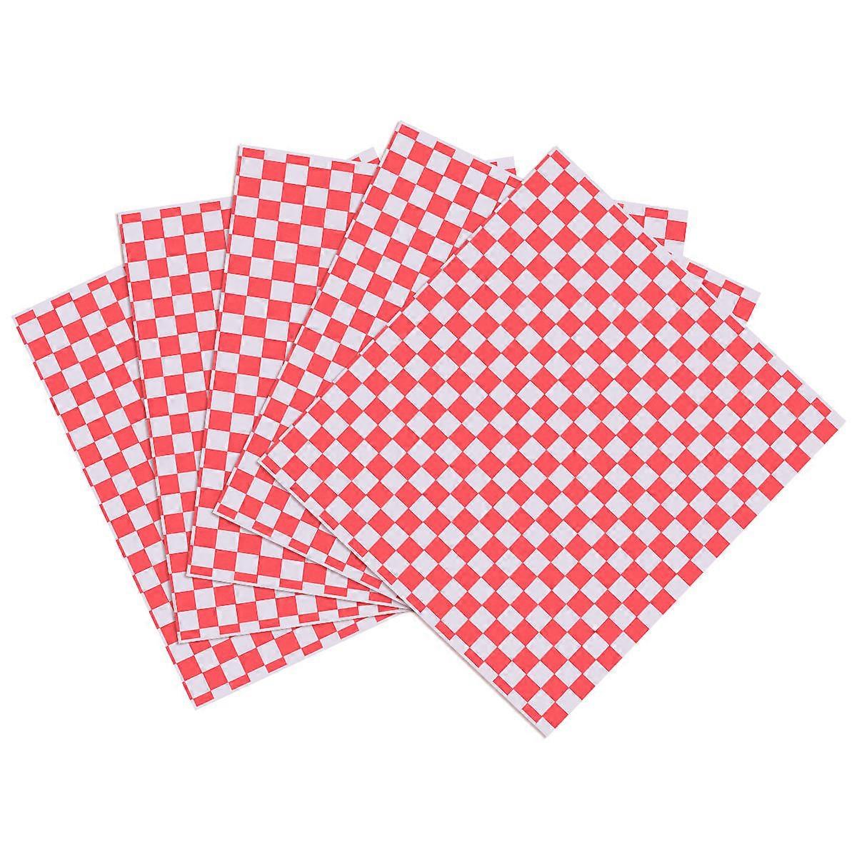 Checkered Food Wrapping Papers Grease-Resistant Sandwich Wrap Coated Paper for 100 Sheets