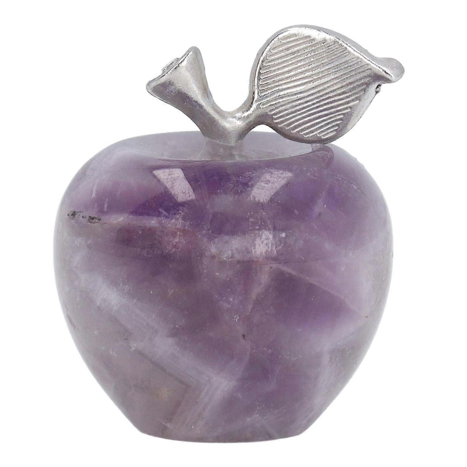 Stone Apple Statue - Exquisite Amethyst Stone, Smooth, Compact Desk Paperweight For Office, Office Accent