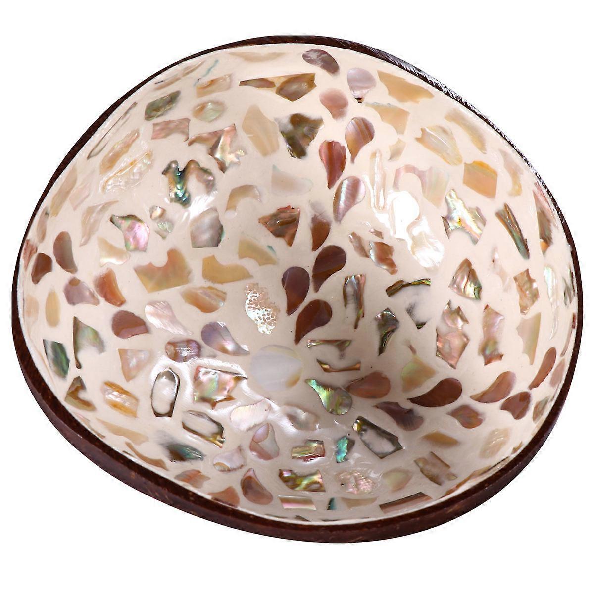 Coconut Shell Bowl Candy Container White Color For Living Room 13.8x13.8cm 1Pcs