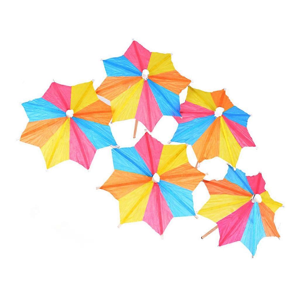 Cocktail Umbrella Picks with Creative Fruit Design for Decor Assorted Color Wood Paper 144pcs