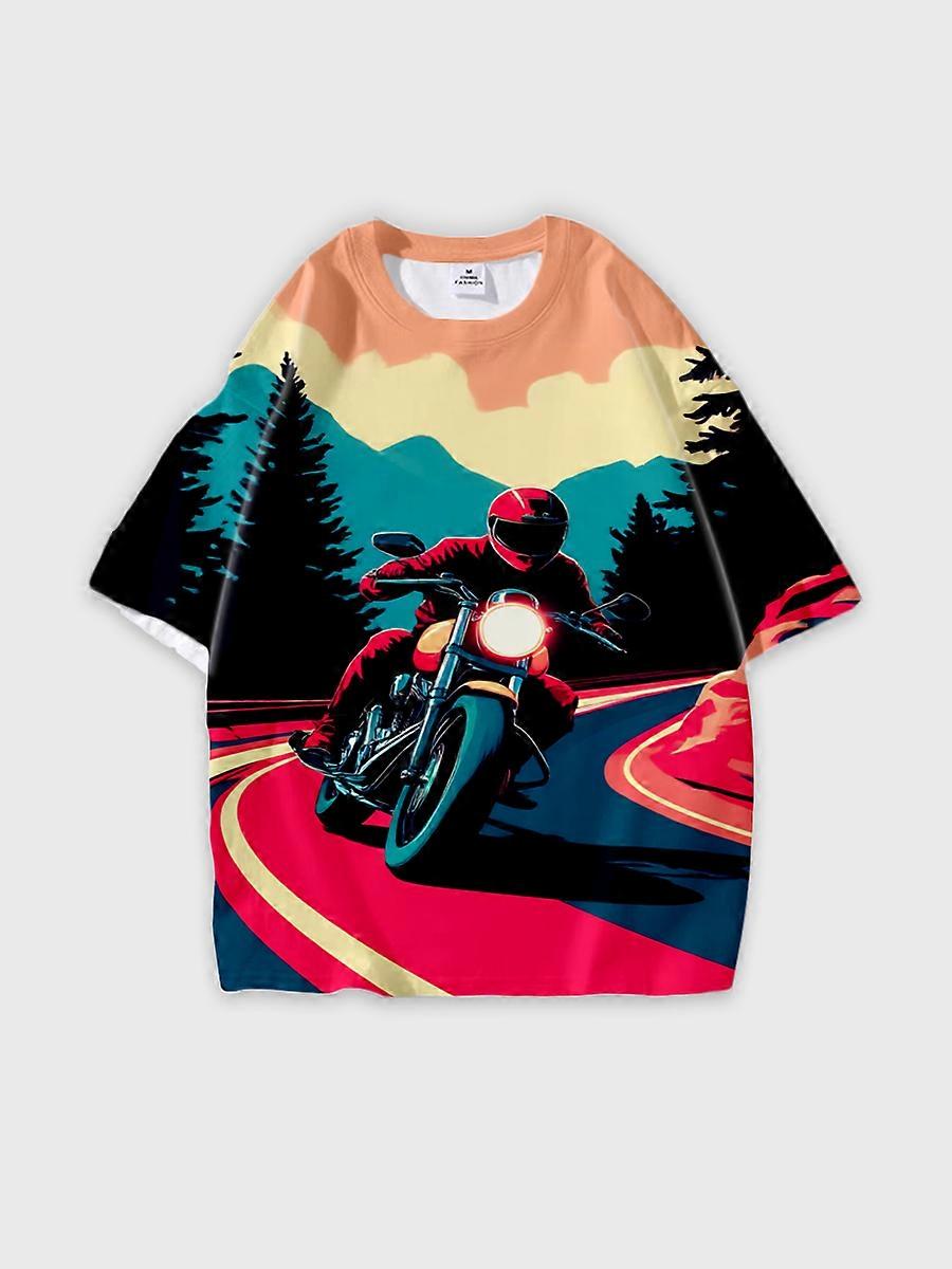 T-shirt round neck Pattern loose short sleeve E566