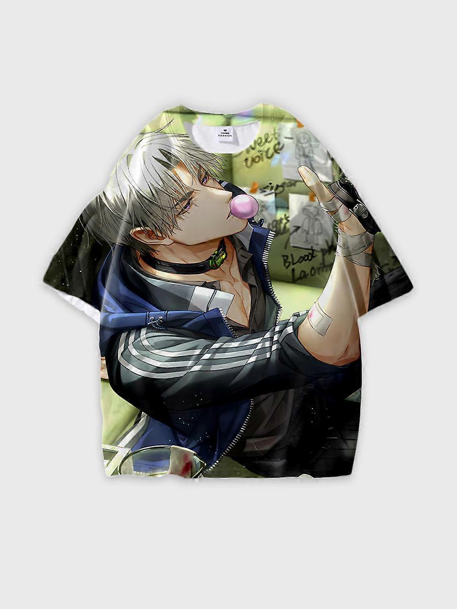 T-shirt round neck book Role Pattern loose short sleeve B556