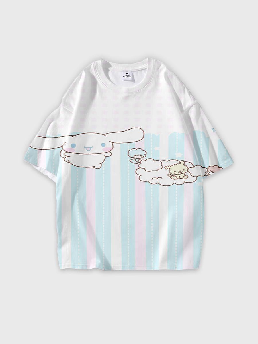 T-shirt round neck Cartoon Pattern loose short sleeve E2430