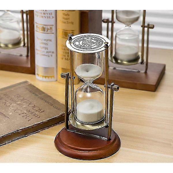 Vintage 15 minute hourglass, 360 rotating sand timer clock, brass 15 min glass