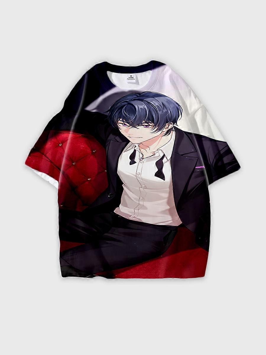 T-shirt round neck Role Pattern loose short sleeve E2206