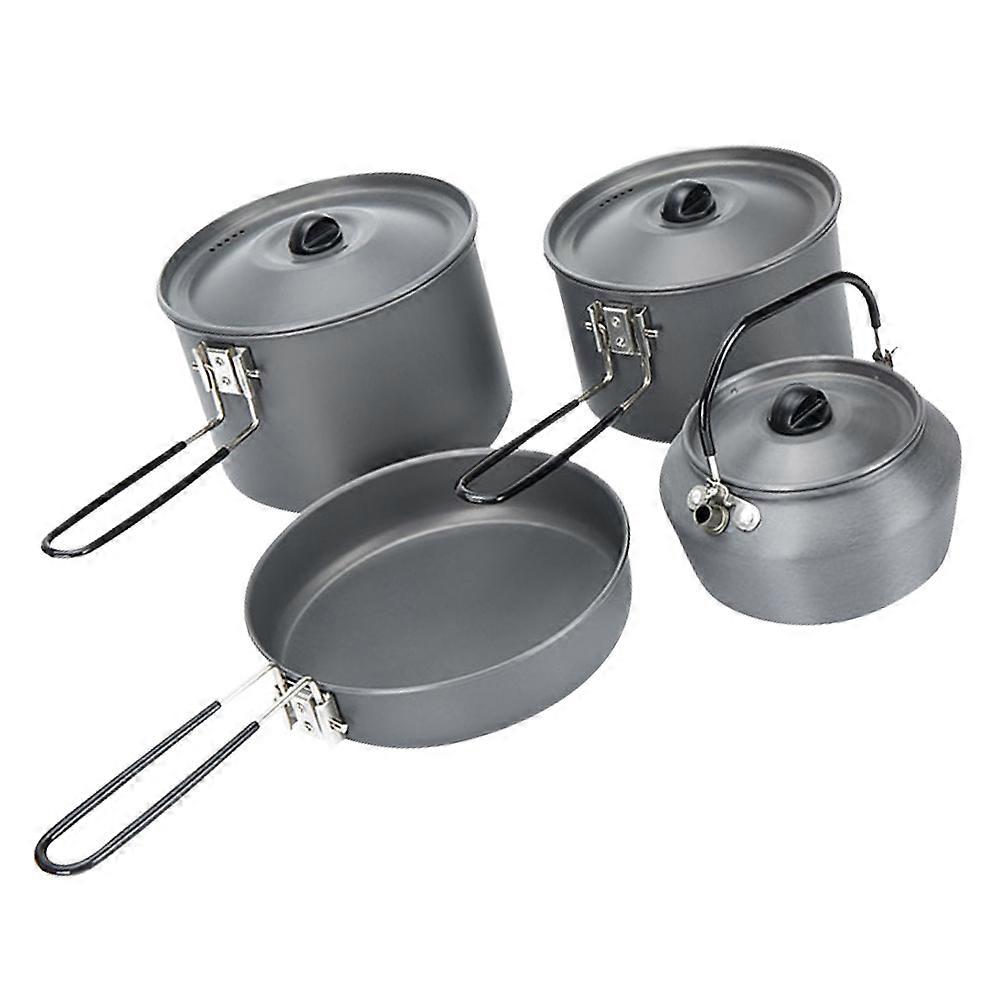 Camping Cookwares 1 Set Ideal For Outdoor Activities Small Teapot Medium Pot Large Frying Pan
