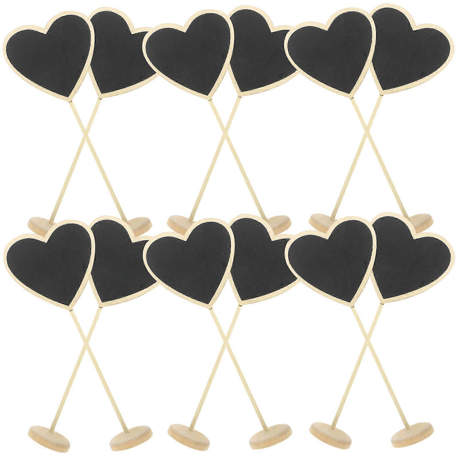 12 Pieces Small Announcement Boards Wooden Message Boards for Home Black Color
