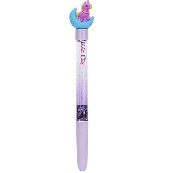 Schwarzer Gelstift flüssiger Paillettengriff Cartoon Kappe Malerei Schreiben Schreibwaren Weichgummi lila Stifthalter