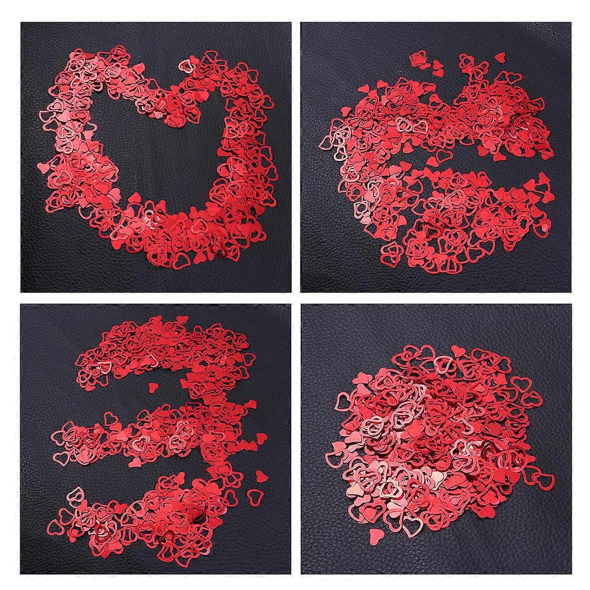 3000Pcs Charming Heart Shape Glitter Confetti For Bridal Shower Decorations Suitable For Various Occasions In Red