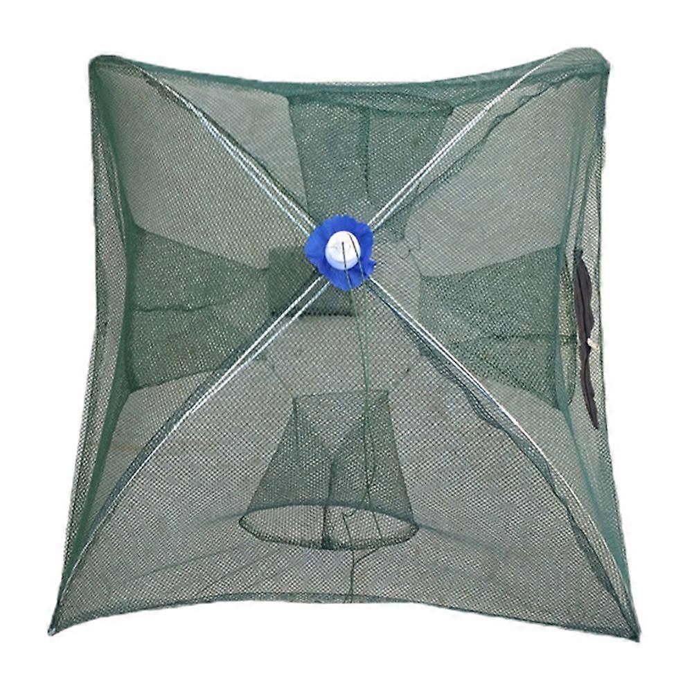 Foldable Crab Net Trap Cast Dip Cage Fishing Net for Fish Minnow Crawfish Shrimp Umbrella Design (Four Entrance, Umbrella Head for Random Color)