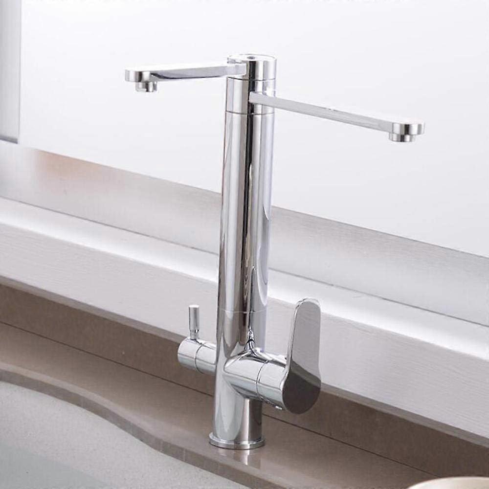 3 in 1 Kitchen Faucet Chrome Brass Hot and Cold with 360° Rotation Filtration Multifunctional Sink Tap
