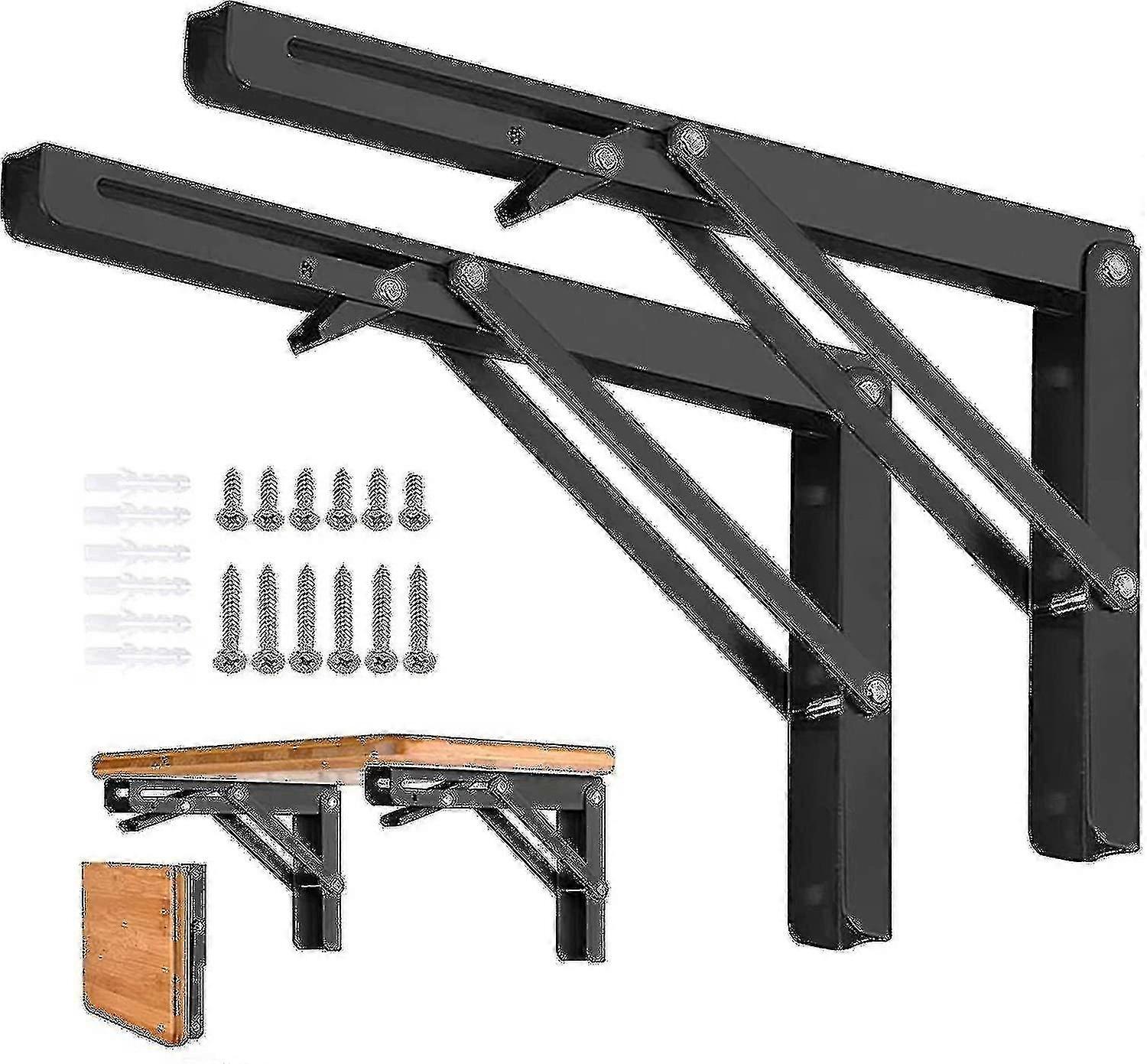2pcs Folding Shelf Brackets - Heavy Duty Metal Collapsible Triangle Shelf Bracket, Diy Wall Mounted-hao Edition 0731