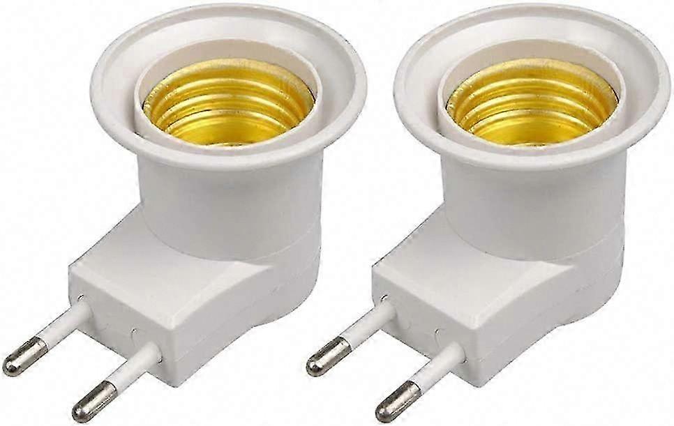 LED Lamp E27 Male Socket Type EU Plug Adapter Converter for Bulb Holder with On/Off Button (White*2)