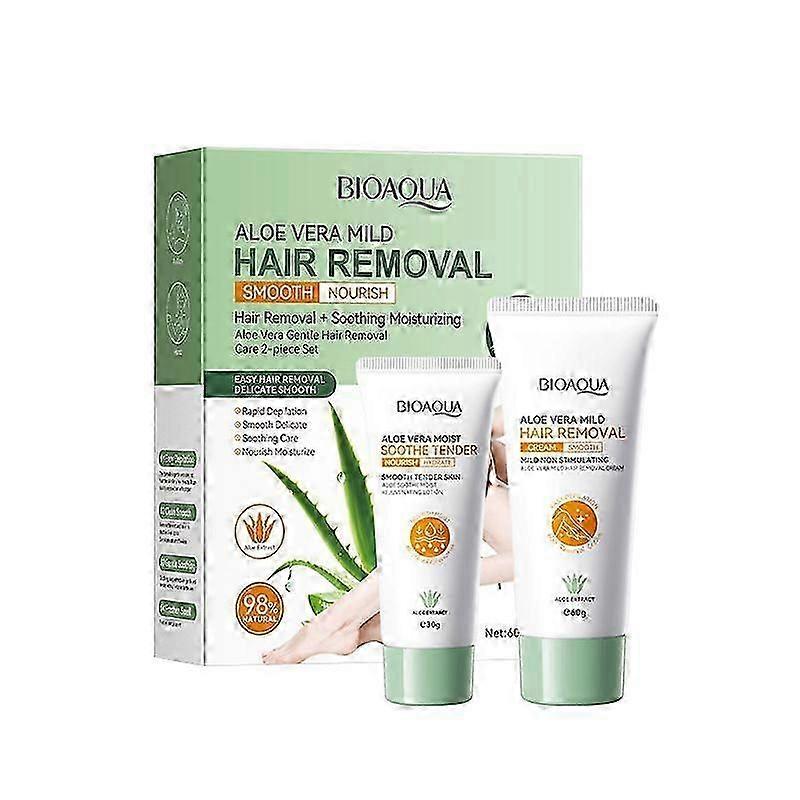 קרם להסרת שיער וסט טיפוח לחות קרם אפילציה מושרה אלוורה לנשים וגברים, מסיר שיער עדין לעור חלק ומוזן, Suitab