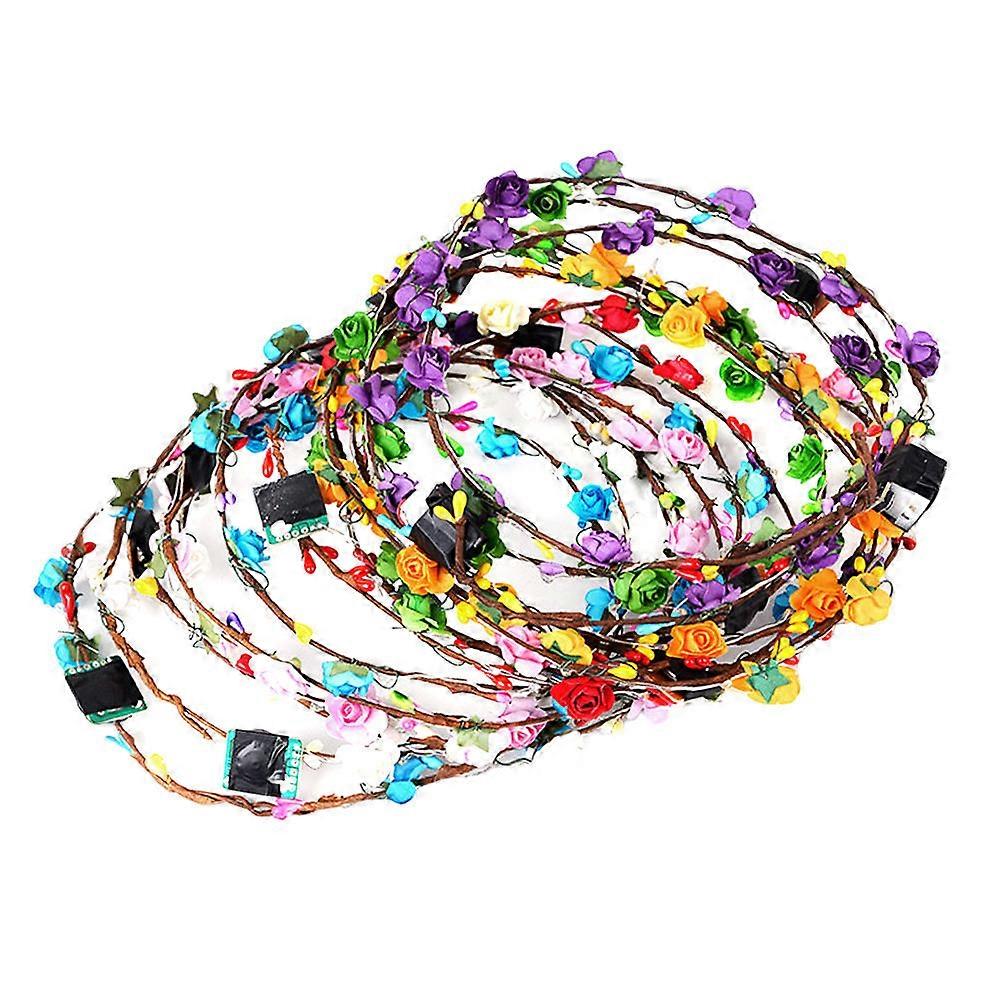 LED Floral Headband with for Women 7 Pcs Assorted Color Plastic
