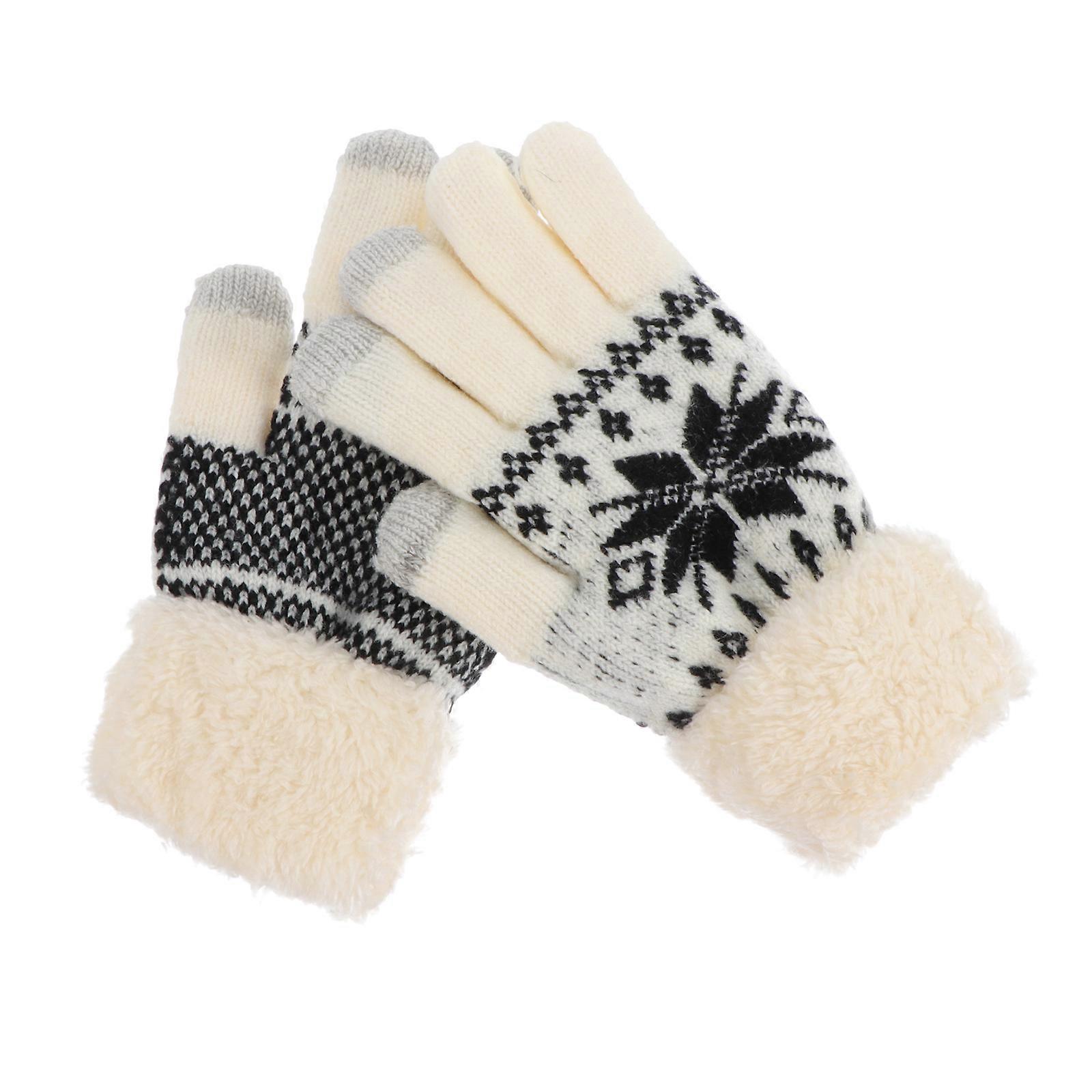 Thickened Cashmere Touchscreen Gloves for Winter Outdoor Activities – Windproof, Breathable Thermal Gloves with Snowflake Pattern for Skiing, Hiking,
