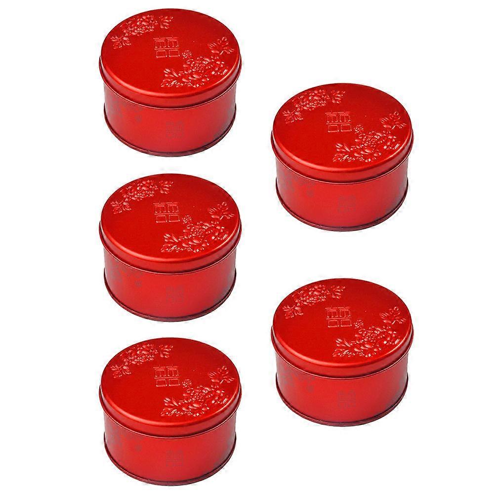 Delicate Wedding Candy Box 5Pcs Red Round Cylinder Ideal For Bridal Shower Parties Gift Wrapping