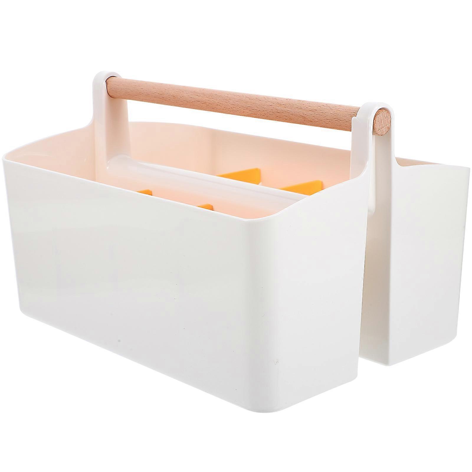 Sundries Storage Box Portable Design Organizer For Dressing Room Bedroom Yellow Rectangular Shape 1Pack