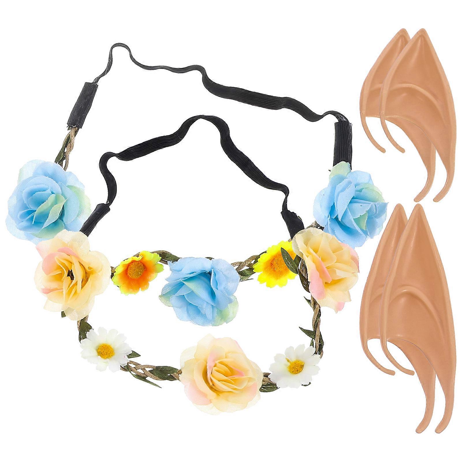 Cosplay Headpieces Ears Floral Accessories For Halloween Festivals In Assorted Color With 2 Sets
