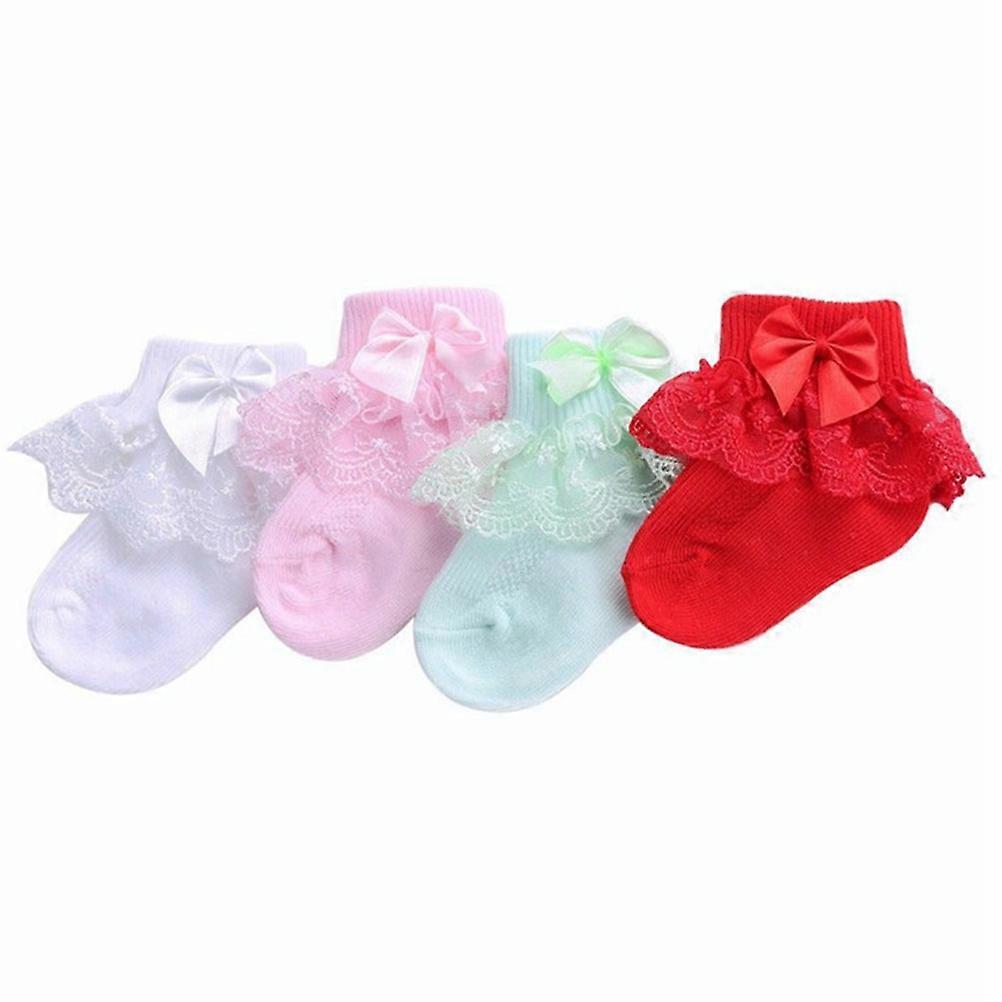 Toddler Socks With Bows Keep Feet Warm Breathable Fit For Children In Winter Size M 2 Pairs