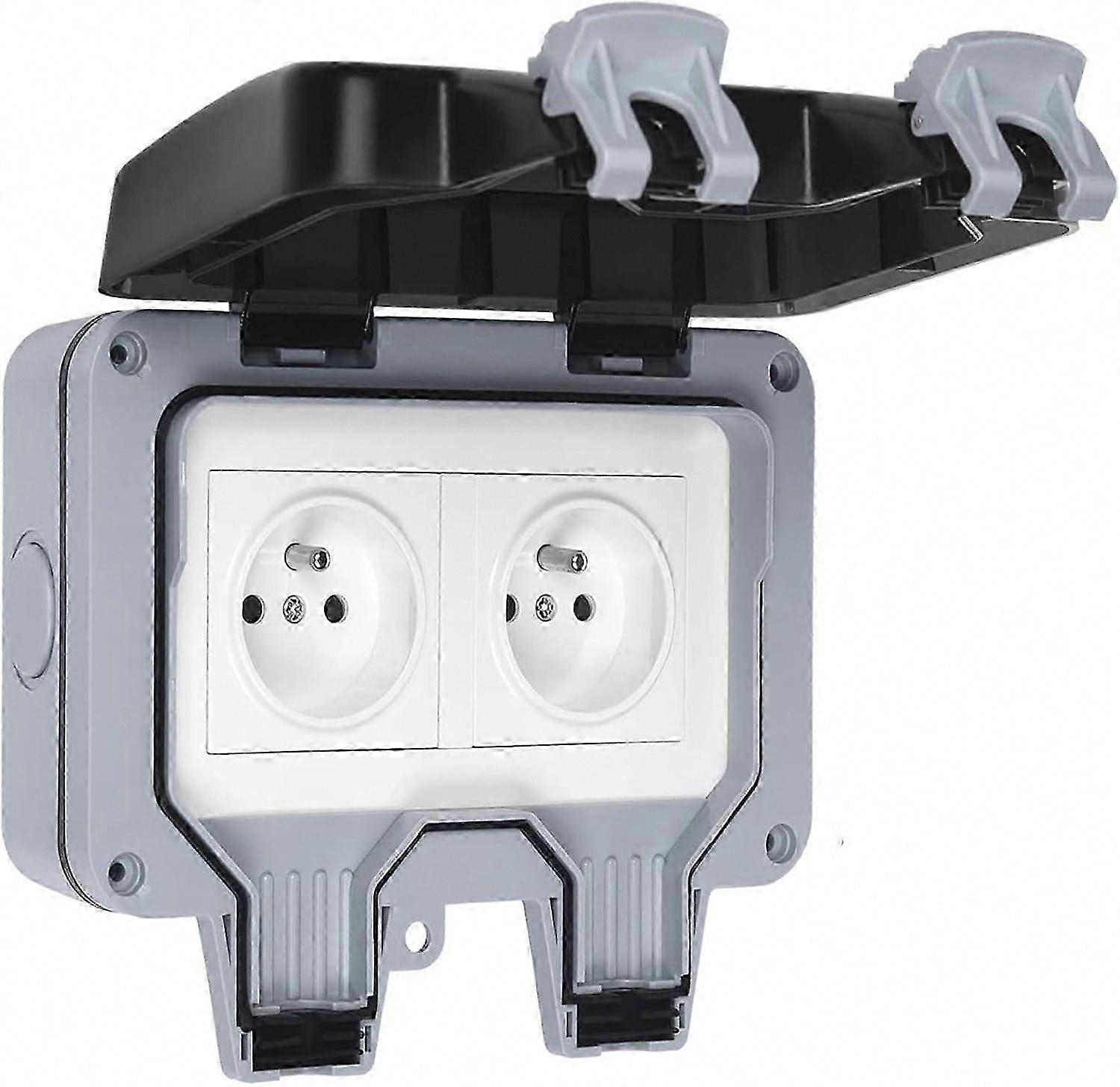 Waterproof Double Outdoor Electrical Socket IP66 16A Wall Socket for Garden & Patio