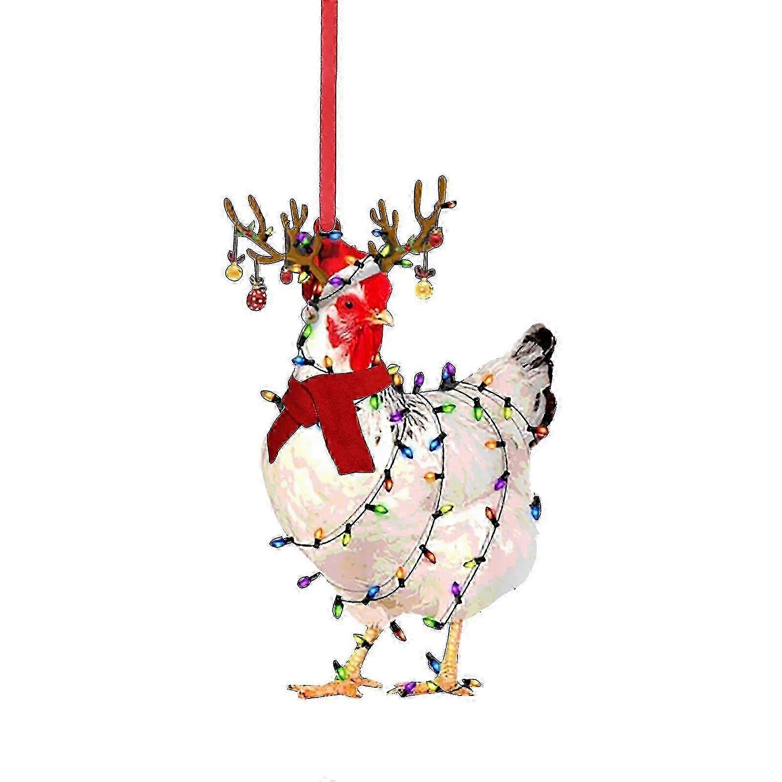 Christmas Rooster Ornaments Set - Cute Funny Tree Decorations BJB510