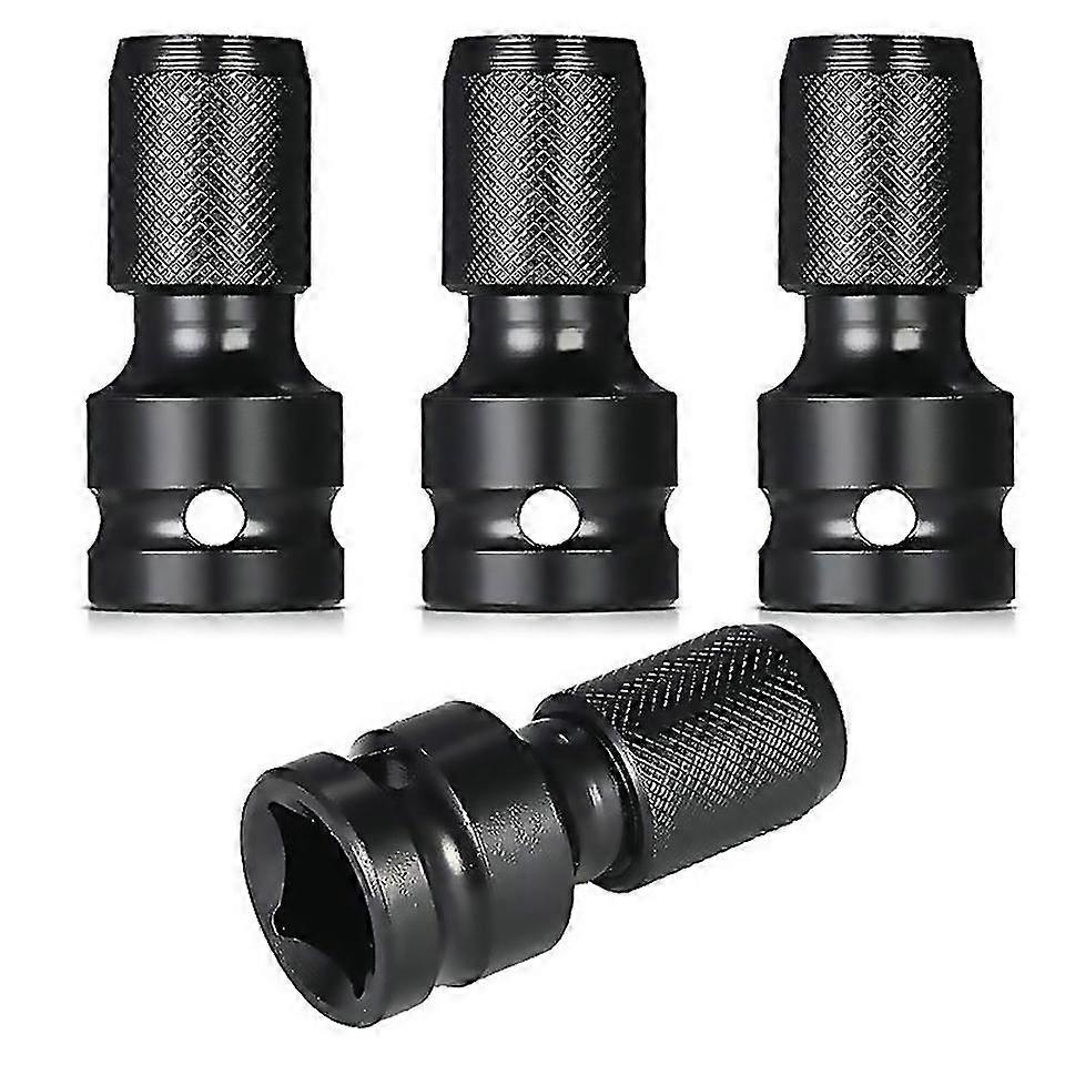 4 Pcs Impact Adaptor 12 Square Drive To 14 Hex Shank Socket Adapter