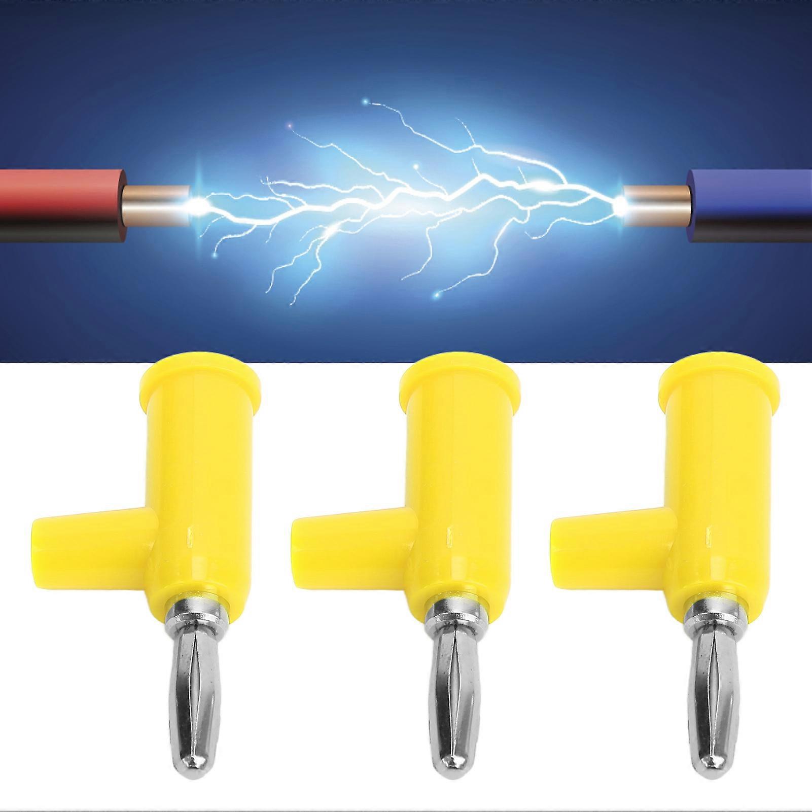 10pcs Stackable Banana Plug 4mm/0.2in Solderless Brass Standard Size Stackable Banana Connector for Security AccessoriesYellow 