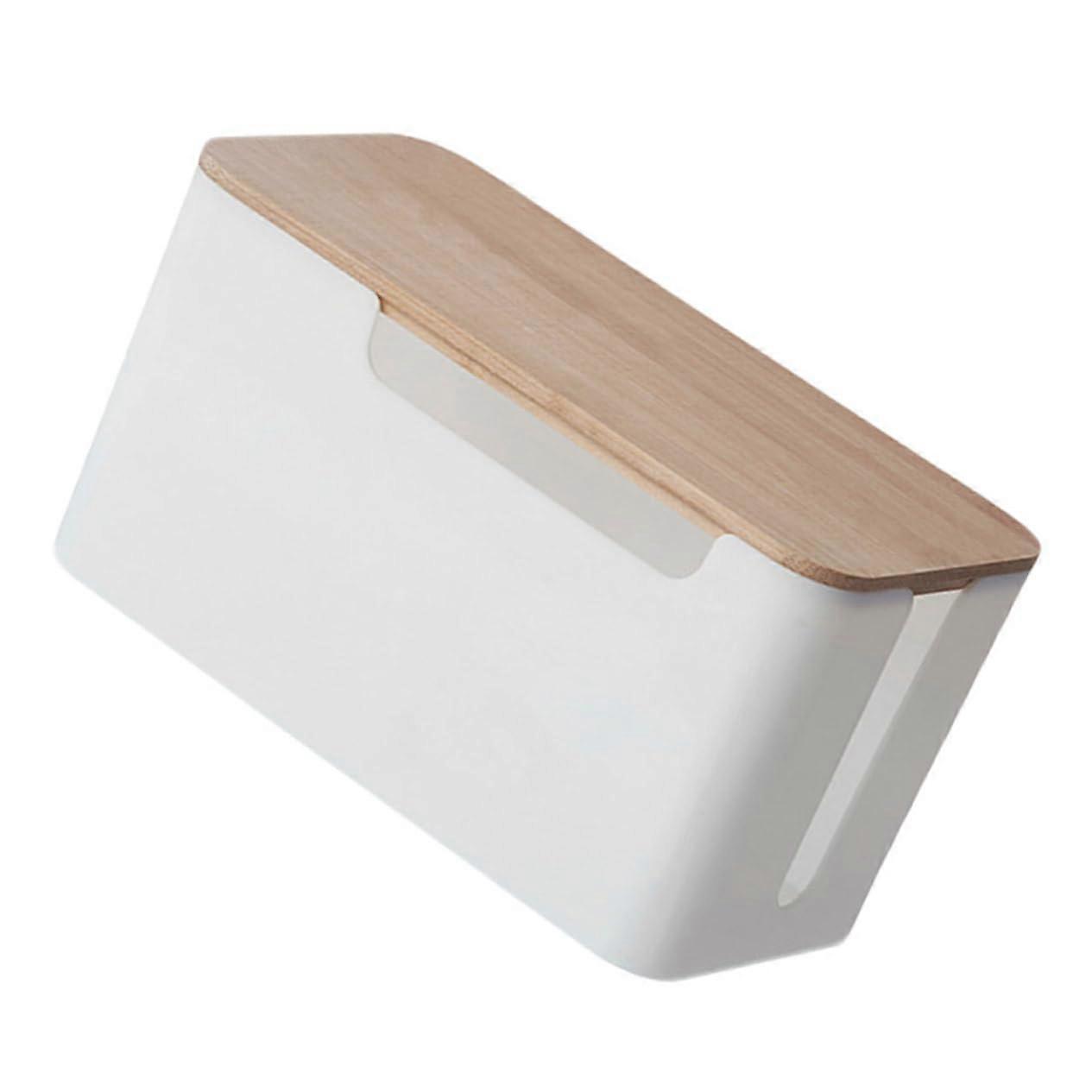 Cable Management Box White for Large and Charging Cables, 1 Piece, Tidy Socket Housing Solution