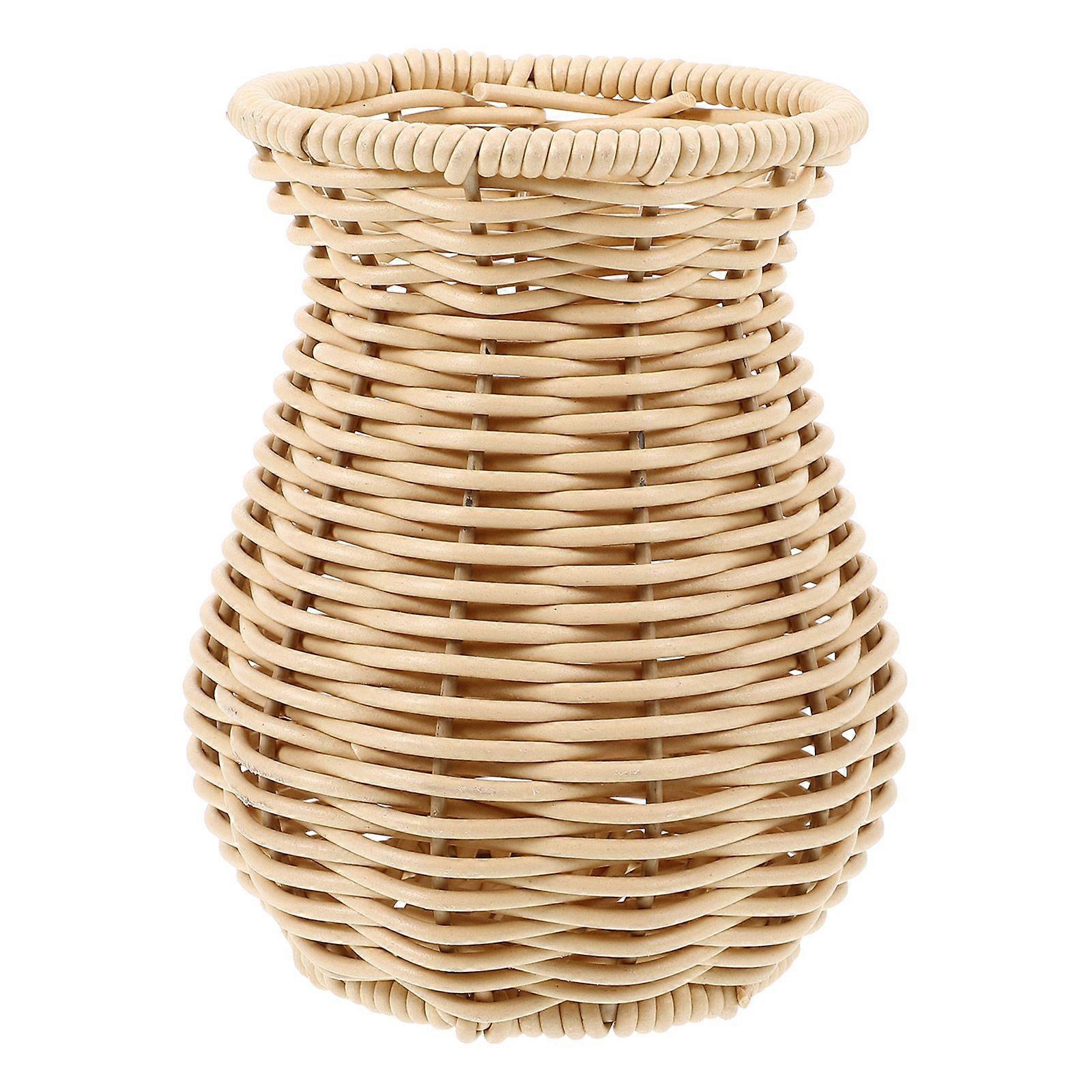 Rustic Woven Vase Imitation Rattan Flower Vase Decorative Woven Flower Vase Dried Flower Container