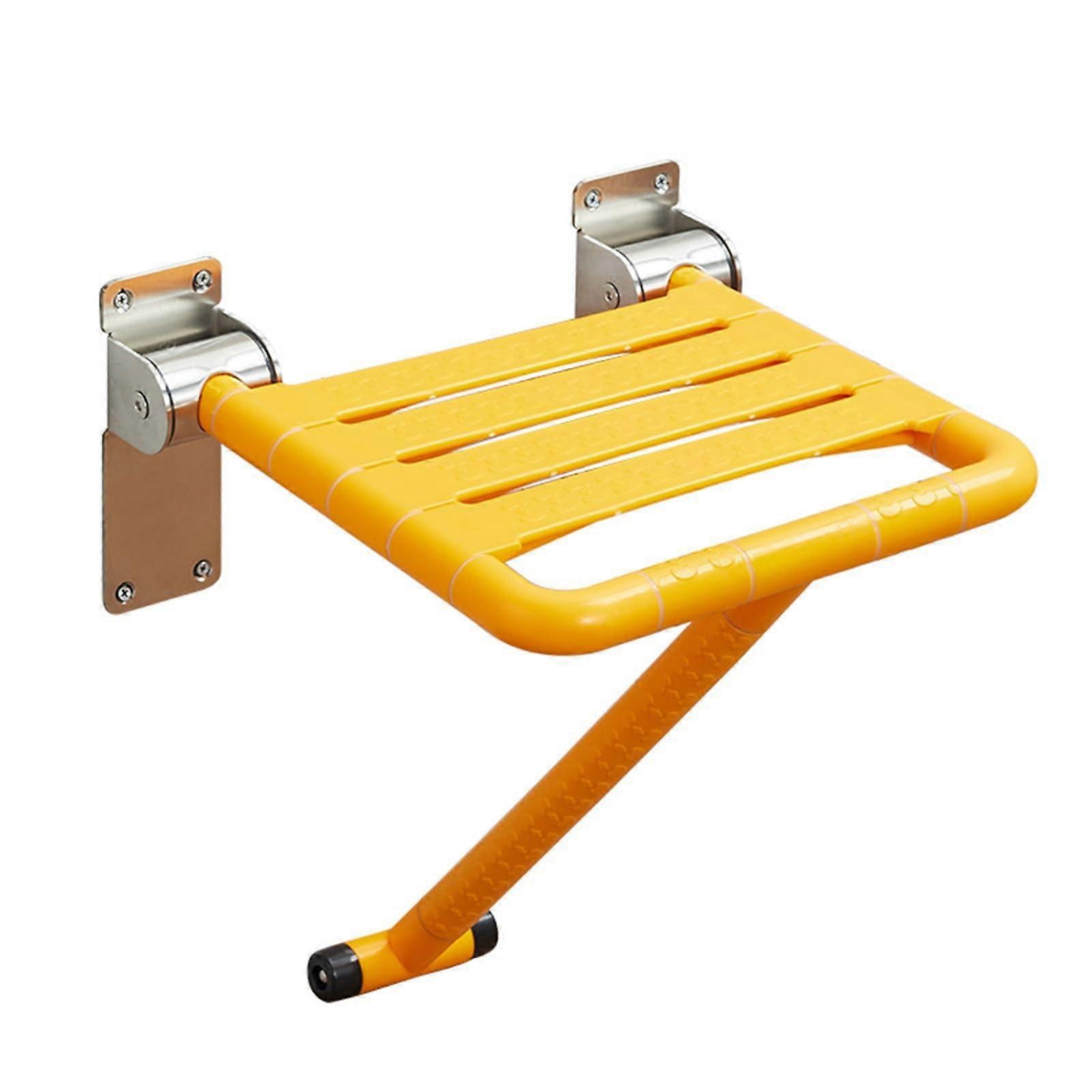Fold Down Shower Seat Wall Mounted,Space Saving Hidden Wall Stool,Strong LoadBearing Capacity,Yellow Upgraded Model 39.6x38x47cm Ref: 5290