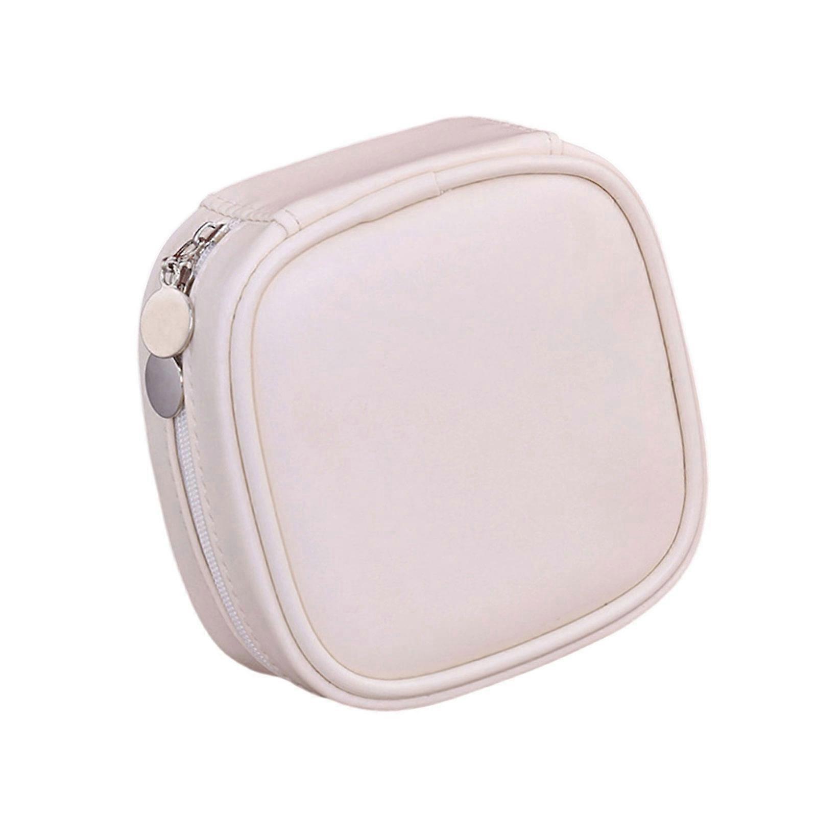 Secure Pull String Closure Jewelry Storage Case  Soft Leather Perfect For Travel Accessories Organization And Home Use  White