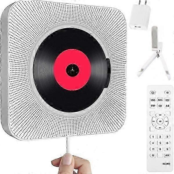 Portable CD Player with Bluetooth - Wall Mountable Home Audio with FM Radio and