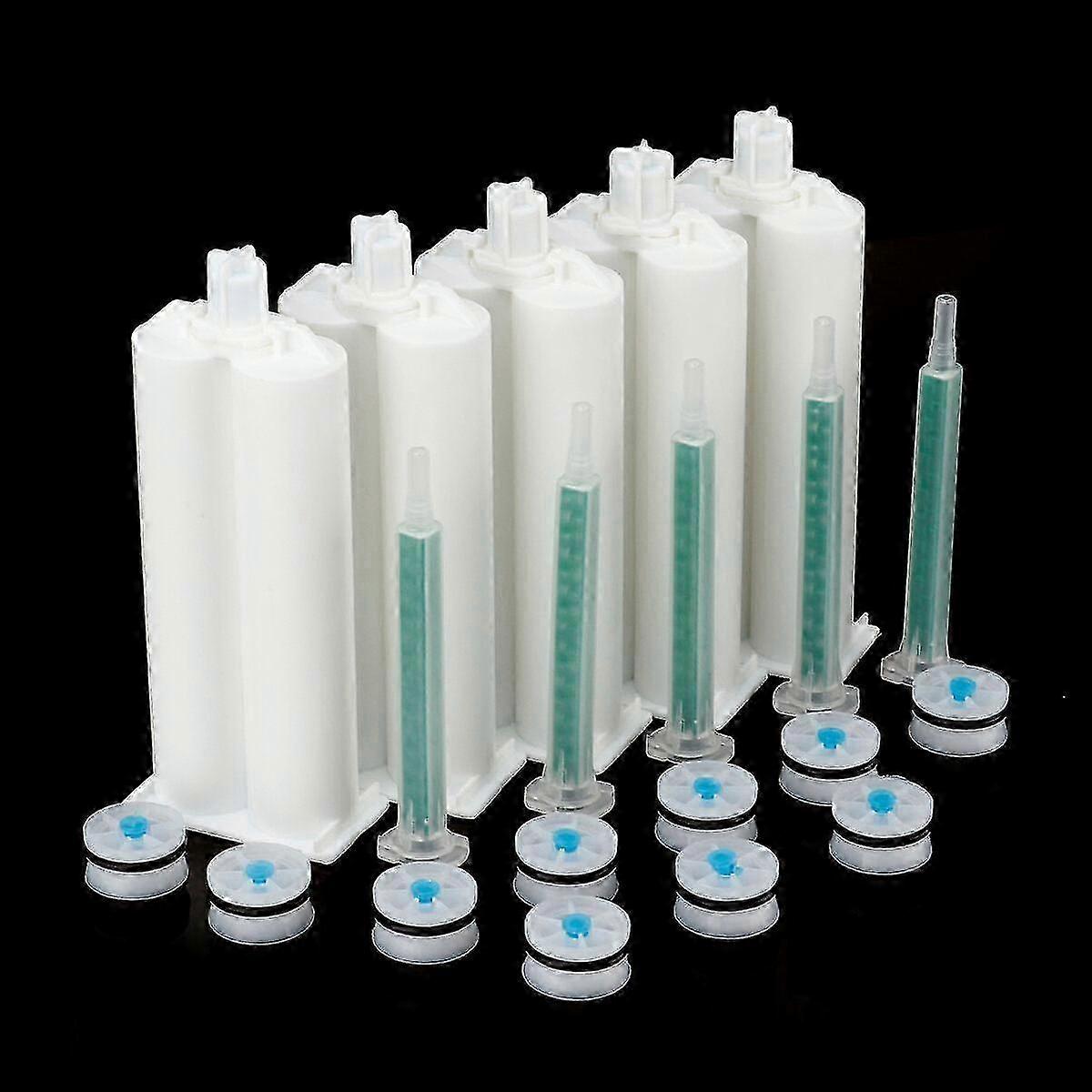 5Pcs/set 50ml 1:1 Ab Glue Tube Dual Glue Cartridge Two Component Dispenser Tube With Mixing Tube Mixing Syringe For Industrial Glu SZRH A-DS