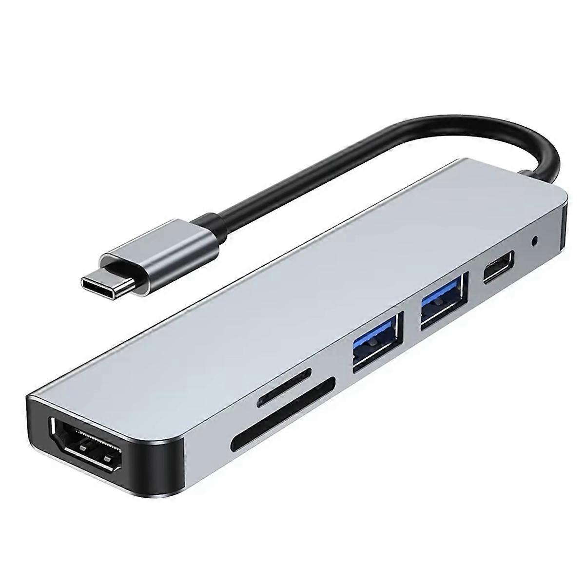 Product 6 in 1 USB Type C Hub -Compatible 4K USB 3.0 PD Fast Charge Hub to Ethernet Rj45 Lan