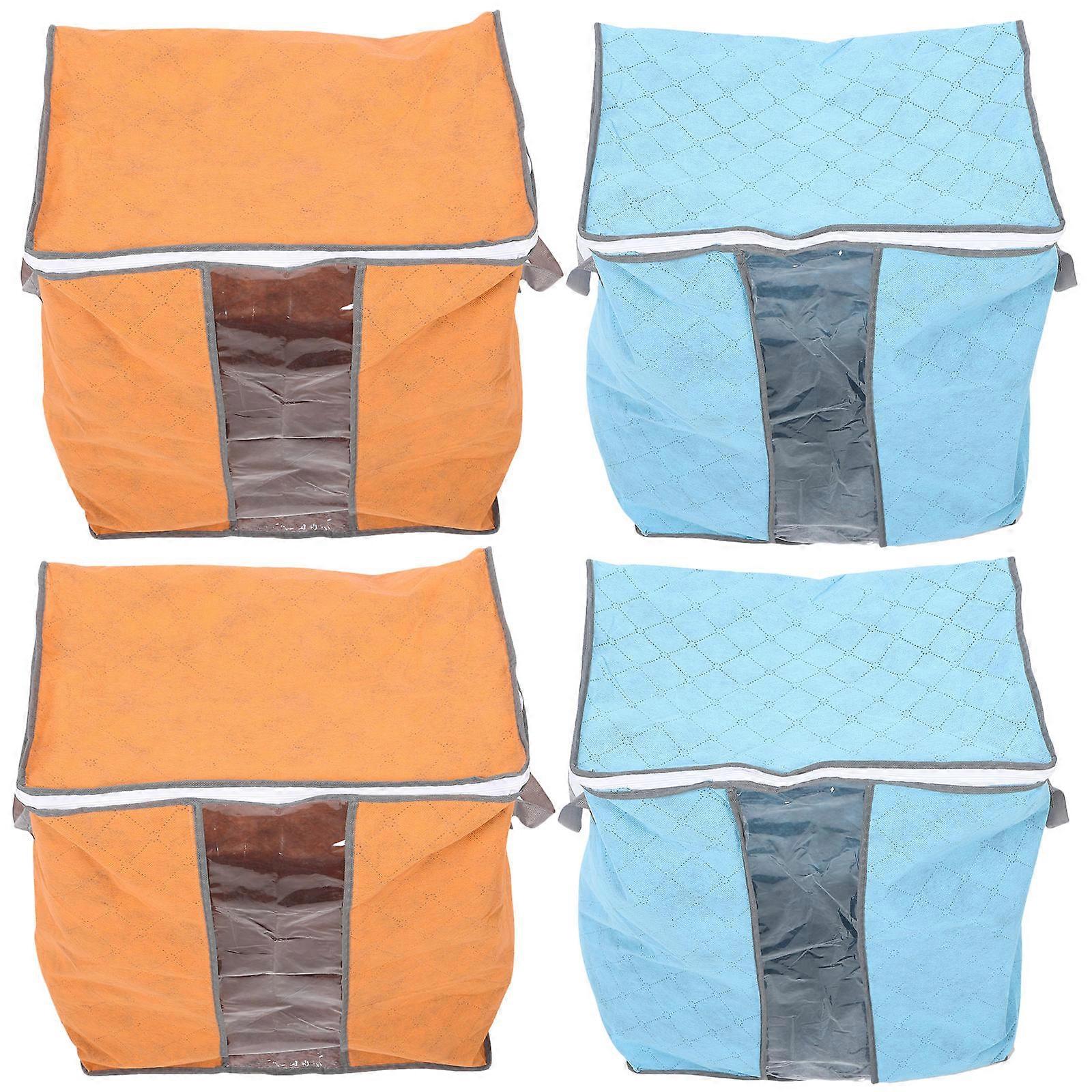 4 قطع أكياس تخزين الفراش الكبيرة بسحاب للألحفة واللحف والوسائد والملابس الموسمية - حاويات منظم التخزين المنزلي متعددة الأغراض
