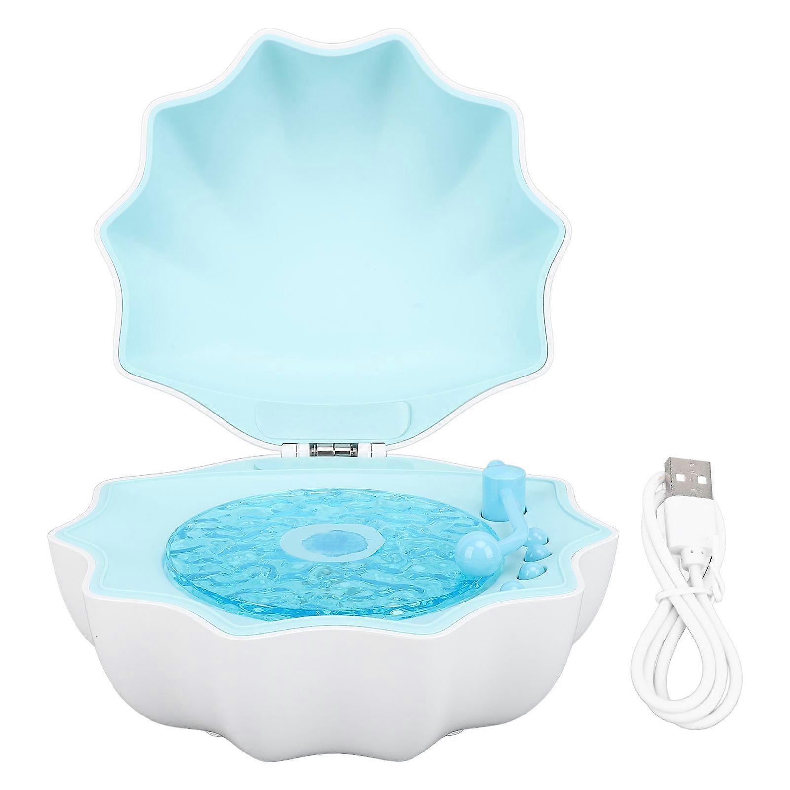 Shell Lamp Speaker Music Projection Speaker Powerful Bass Miniature Desktop Portable Speaker for Home Office Blue