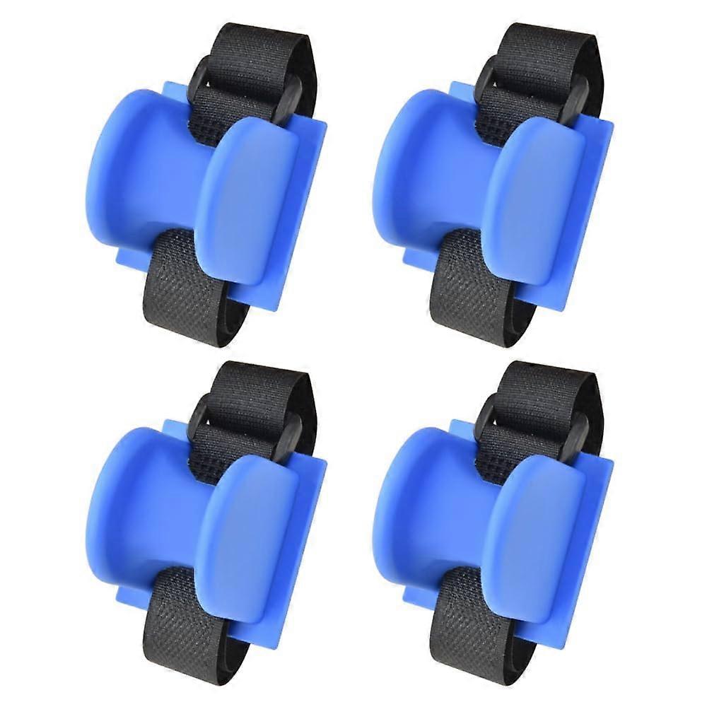 Marine Rod Supports 4Pack TPE Boat Rod Racks Flat and Curved Base Pier Railing Mounts Hook and Loop Blue