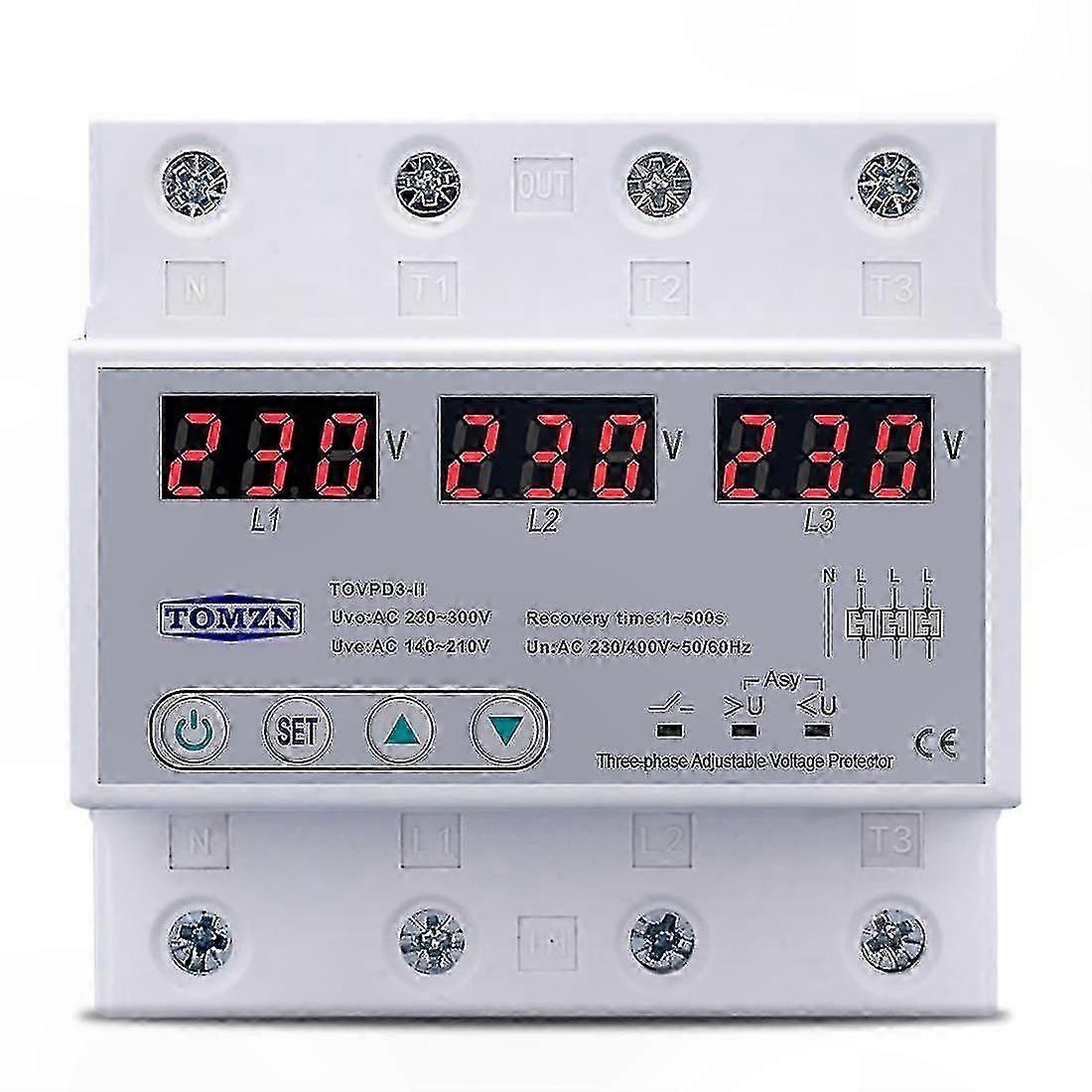 Three Phase Voltage Protector 380V 63A Auto Reset for Over/Under Voltage Protection