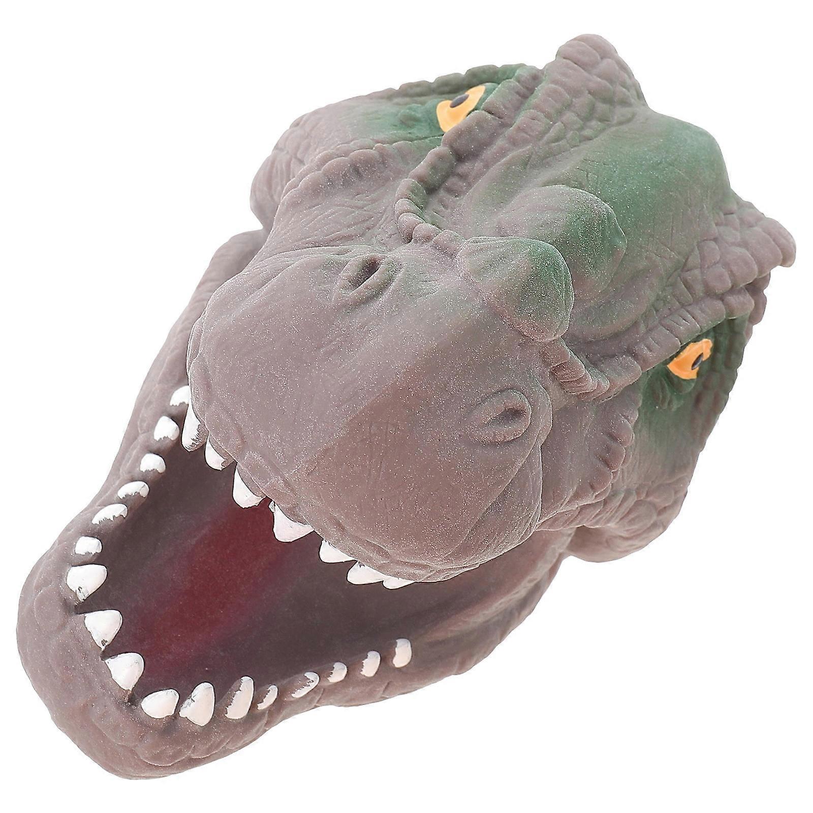 Dino Head Finger Toy for Kids Use Finger Puppet Brown