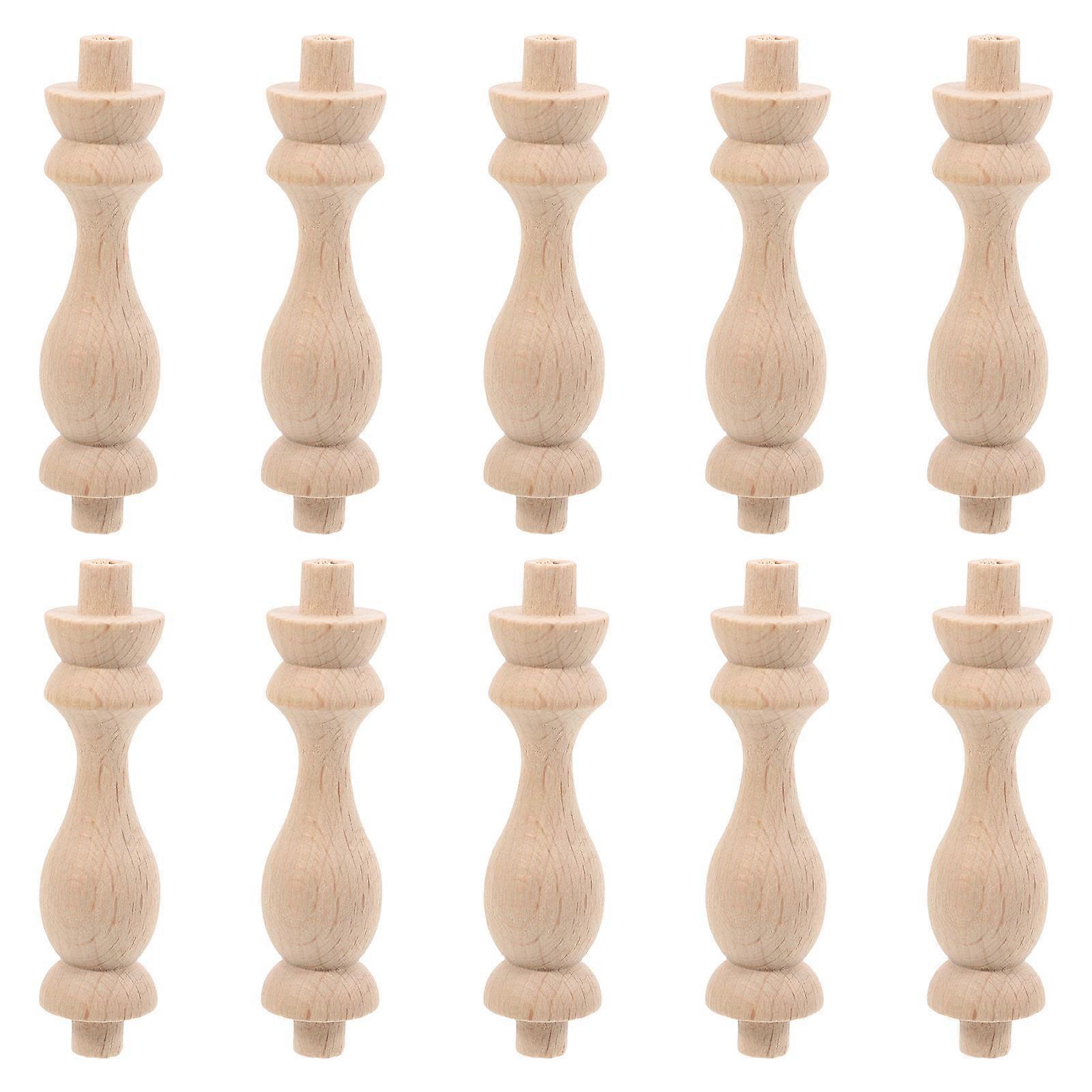 Roman Pillars Small Balusters for Home Decor Craft Made of Wood Khaki Color Enhance Courtyard Beauty