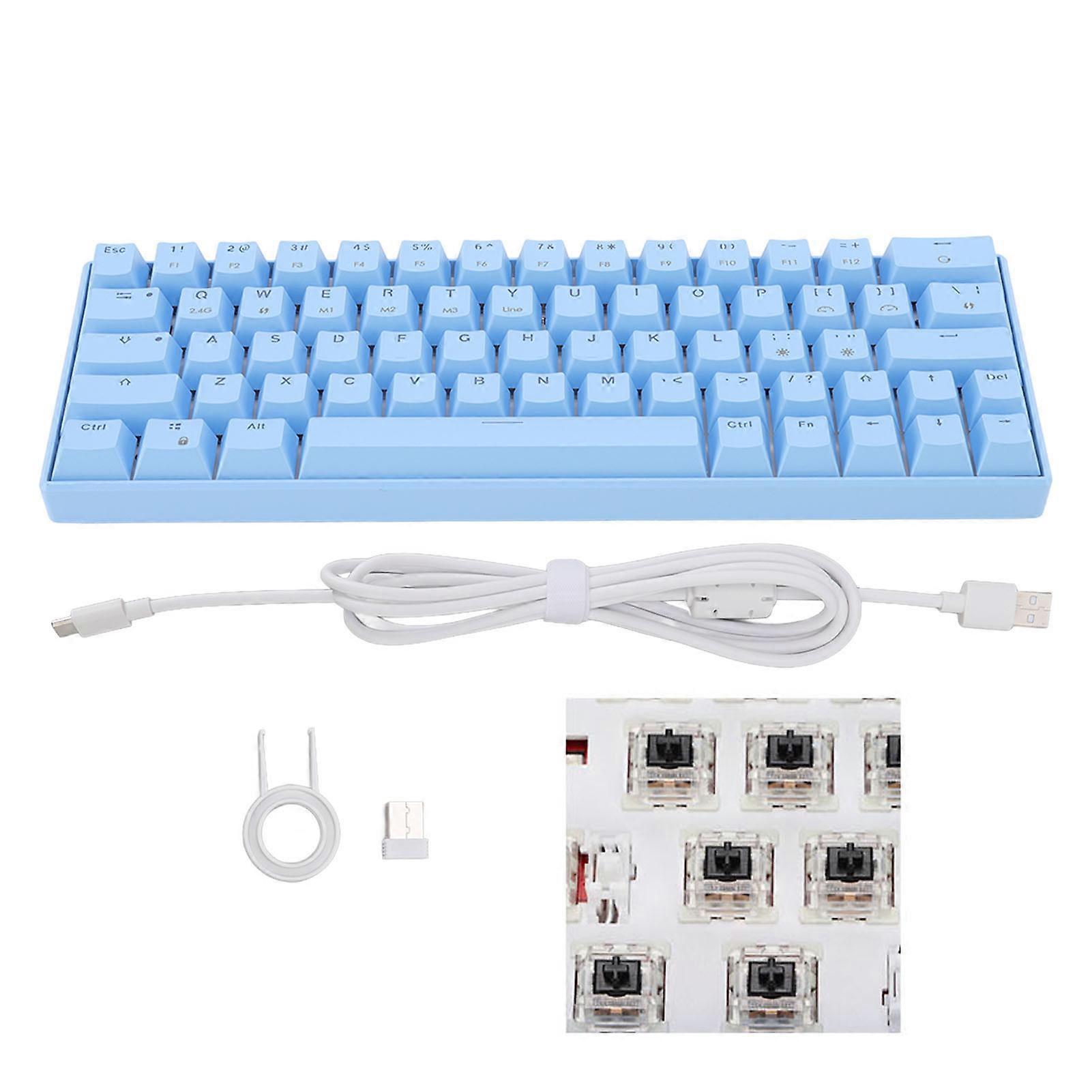 64 Key Mechanical Keyboard White Light Ergonomic 3 Mode Wireless Linear Action Switch for WIN