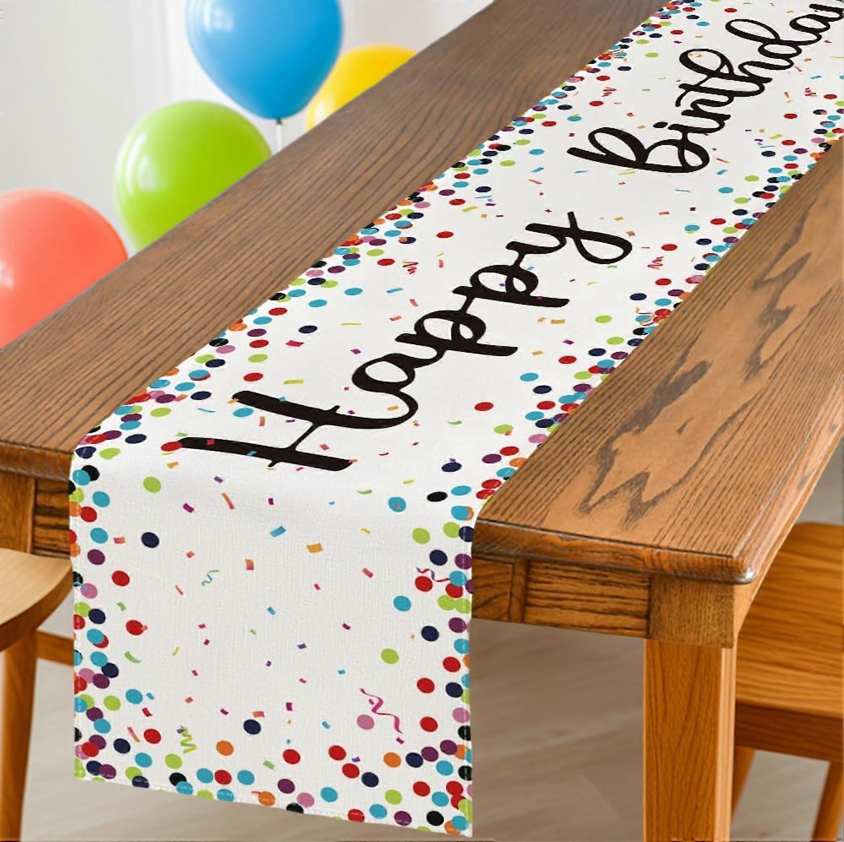 Birthday Table Decorations Beige Table Runner 13x72 Inch For Kitchen And Dining