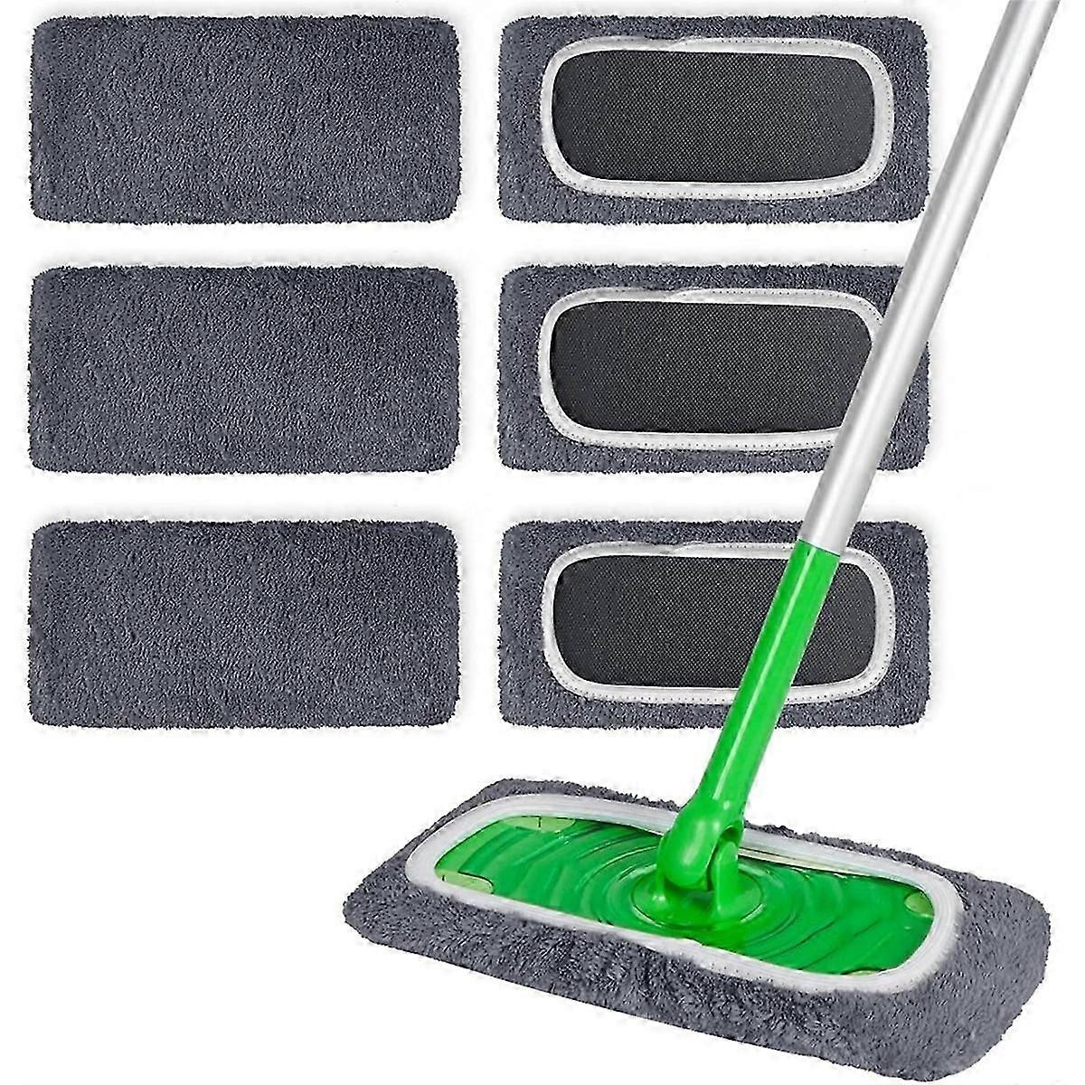 6 Pcs Reusable Microfiber Mop Pads Compatible with for Sweeper Mop, Dry Sweeping Cloths & Wet Moppi